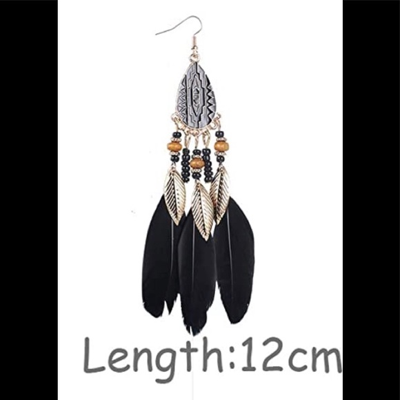 🔥 Bohemian Feather Drop Earrings🔥 New - Picture 3 of 8